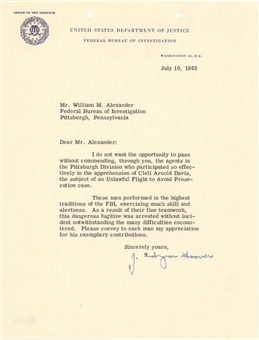 1963 J. Edgar Hoover Signed Typed Letters On FBI Letterhead (Beckett)